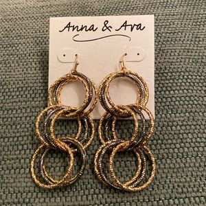 Gold and pewter earrings